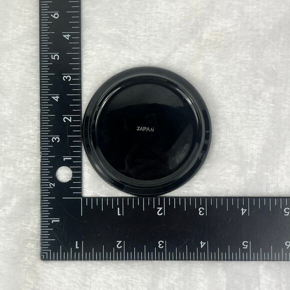 Vintage Japan Lacquerware Chataku Coaster Set Chrysanthemum Crest Red Black Teal - Picture 4 of 4